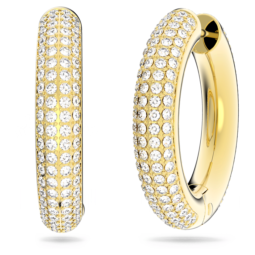 swarovski أقراط dextera حلقية، حجم متوسط، لون أبيض، طلاء بلون ذهبي