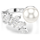 swarovski خاتم مفتوح mesmera، لؤلؤ كريستالي، قطع ماركيز، لون أبيض، طلاء روديوم