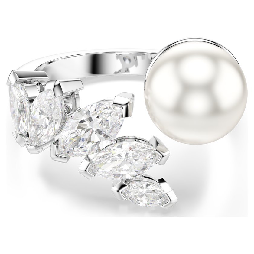 swarovski خاتم مفتوح mesmera، لؤلؤ كريستالي، قطع ماركيز، لون أبيض، طلاء روديوم