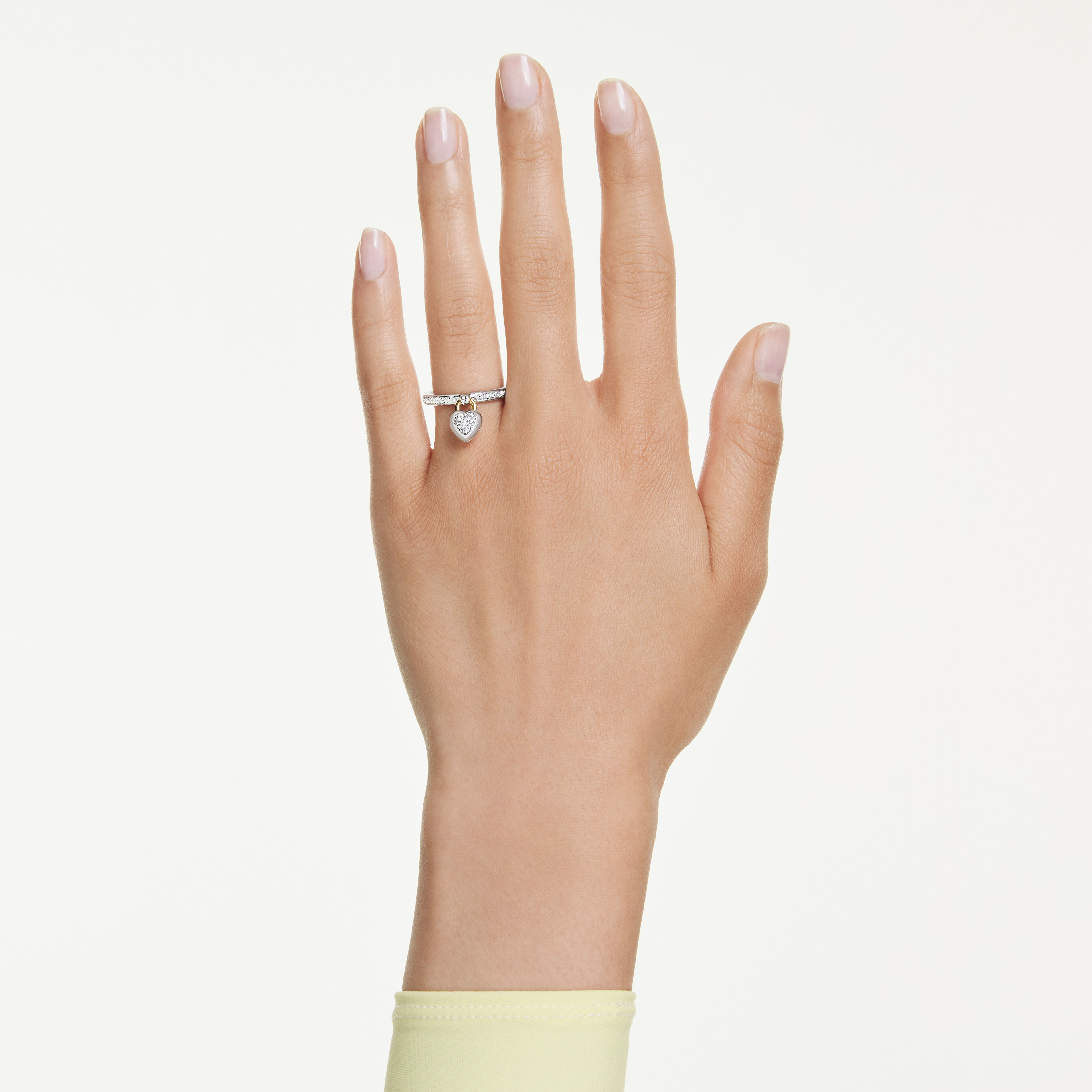 swarovski خاتم موتيف idyllia، قطع متنوع، شكل قلب، لون وردي، لمسة نهائية من معادن مختلطة