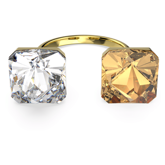 swarovski خاتم chroma، مزدان بكريستالات هرمية، ألوان متعددة، طلاء باللون الذهبي