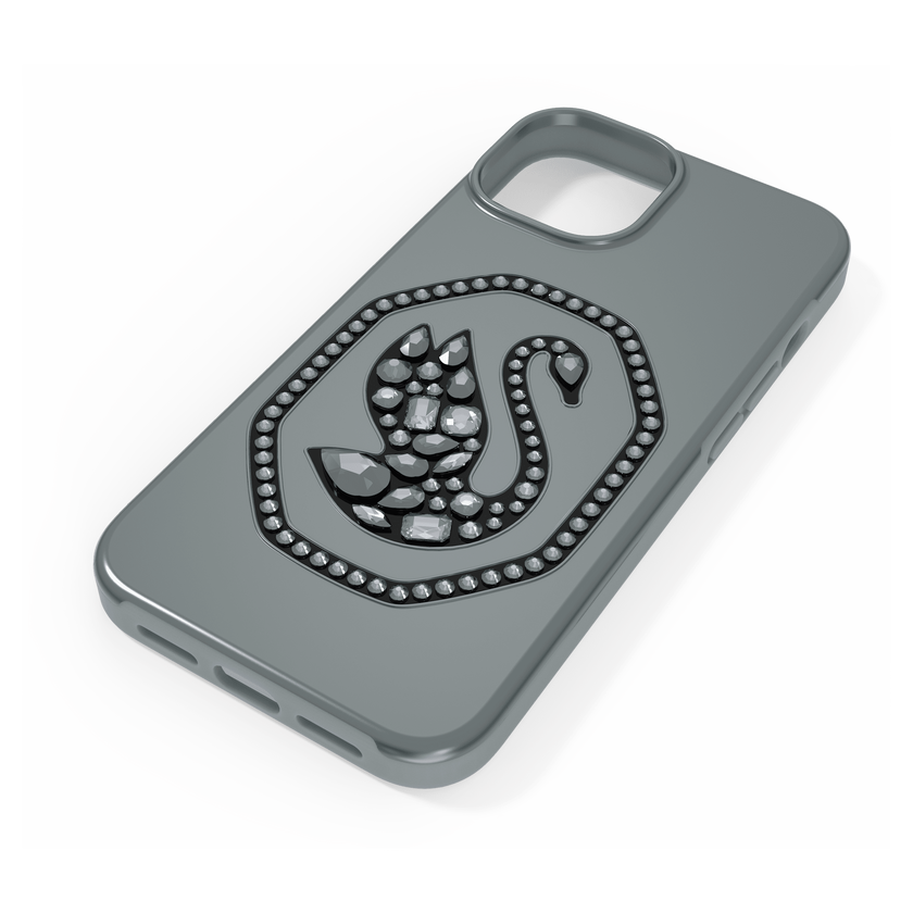 swarovski حافظة signum للهاتف الذكي، على شكل بجعة، iphone  14، لون أسود