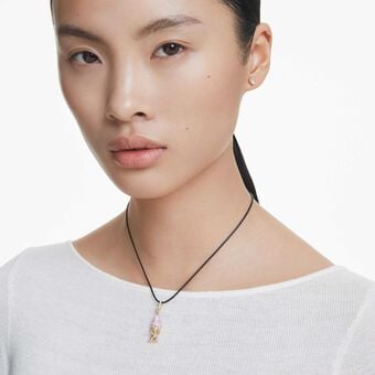 swarovski طقم good luck trolls، قزم، لون وردي، طلاء باللون الذهبي