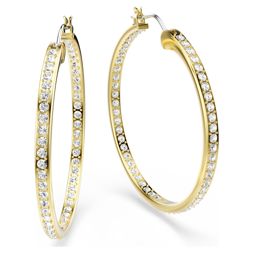 swarovski أقراط حلقية sommerset، لون أبيض، لمسة نهائية من الذهب عيار 18 قيراط
