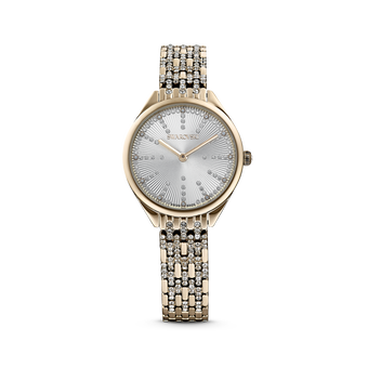 swarovski ساعة attract، صناعة سويسرية، سوار معدني، لون ذهبي، لمسة نهائية بلون شامبين ذهبي