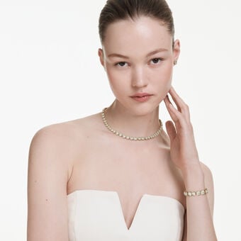 swarovski طقم una angelic، طقم  3 قطع ، قطع مستدير، لون أبيض، طلاء باللون الذهبي