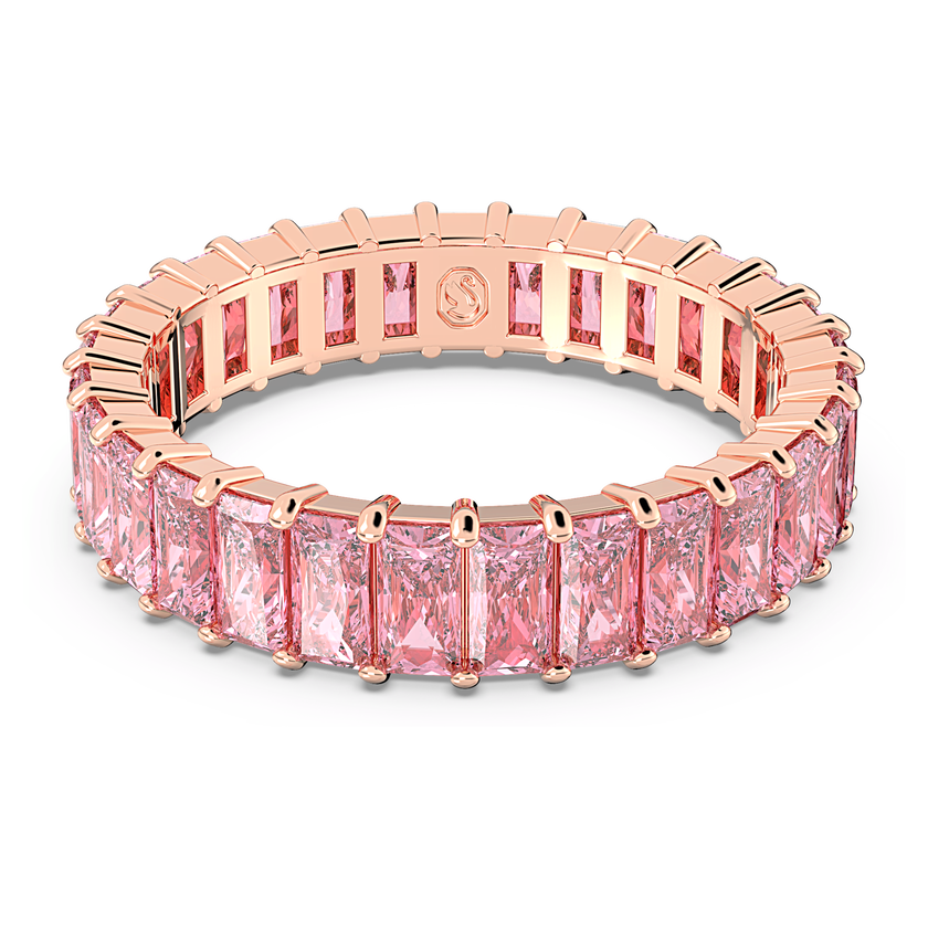 swarovski خاتم matrix، قطع باغيت، لون وردي، لمسة نهائية من الذهب الوردي عيار 18 قيراط