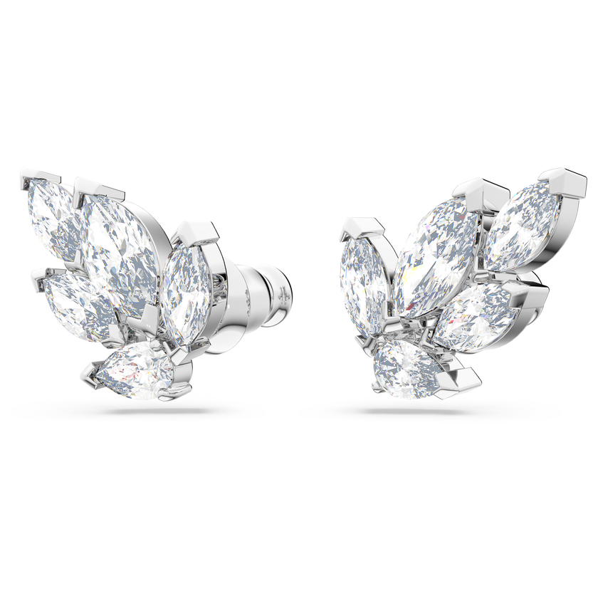 swarovski أقراط دبوسية louison، على شكل ورقة شجر، لون أبيض، طلاء روديوم