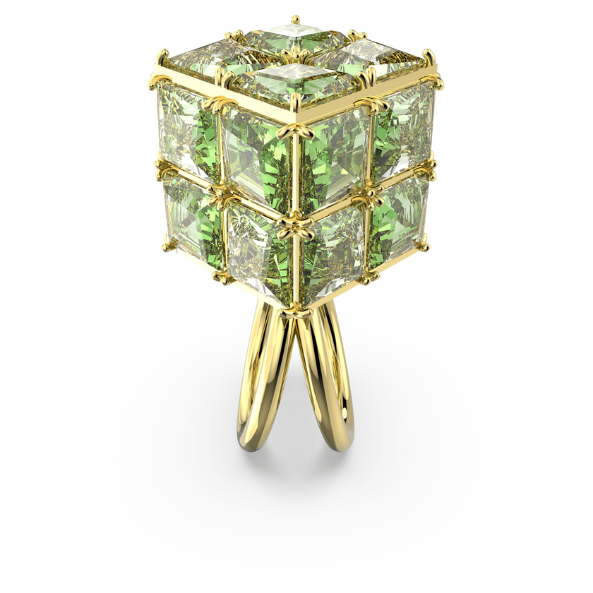 swarovski خاتم curiosa كوكتيل، مربع، لون أخضر، طلاء بلون ذهبي
