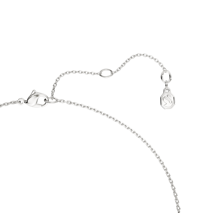 swarovski قلادة classica، قطع مُستدير، تصميم متداخل، لون أبيض، فضة استرليني