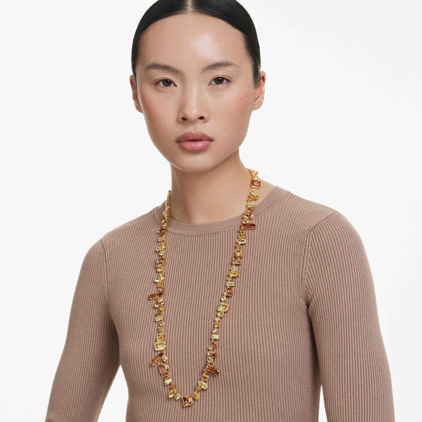 swarovski سلسلة gema، قطع متنوع، لون أصفر، طلاء باللون الذهبي