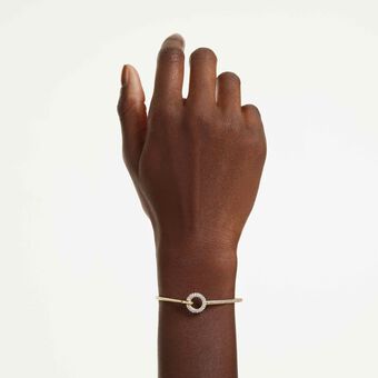 swarovski dextera bangle  round cut  white  gold tone plated