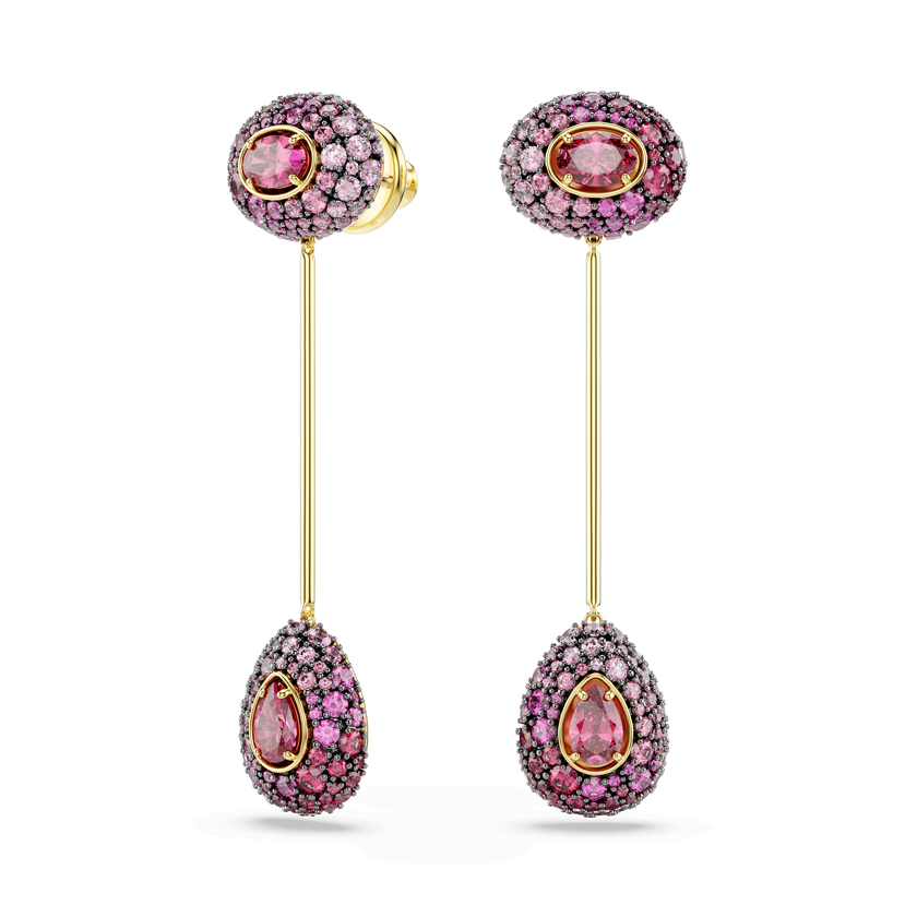 swarovski أقراط متدلية sublima، قطع على شكل كمثرى، لون أحمر، لمسة نهائية من الذهب عيار 18 قيراط