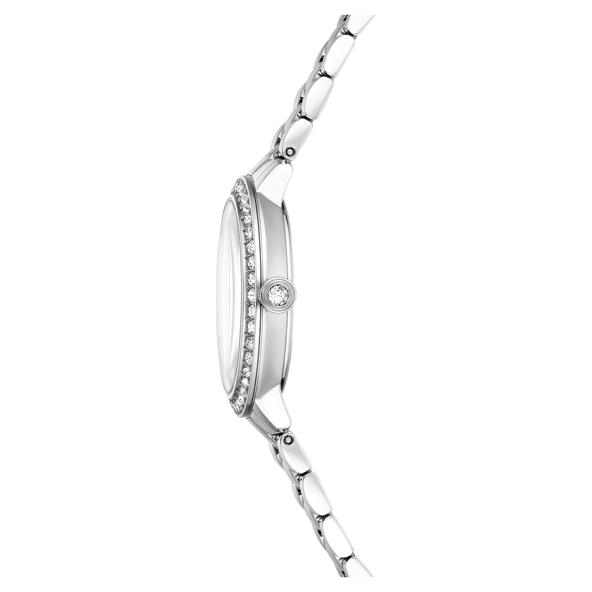 swarovski ساعة matrix بسلسلة ثلاث روابط، صناعة سويسرية، سوار معدني، لون فضي، ستانلس ستيل