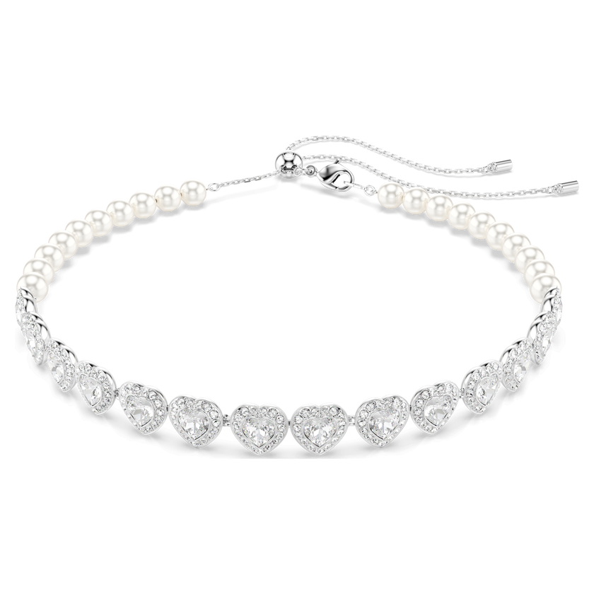عقد شوكر تنس ariana grande x swarovski، قطع متنوع، شكل قلب، لون أبيض، طلاء روديوم