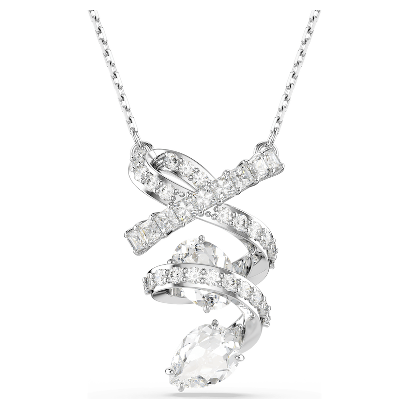 swarovski قلادة hyperbola، قطع متنوع، لون أبيض، طلاء روديوم
