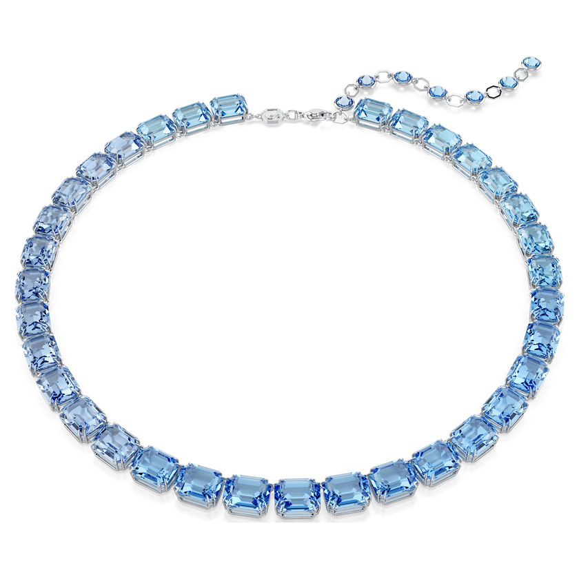 swarovski عقد millenia، قطع مثمن، لون متدرج، لون أزرق، طلاء روديوم