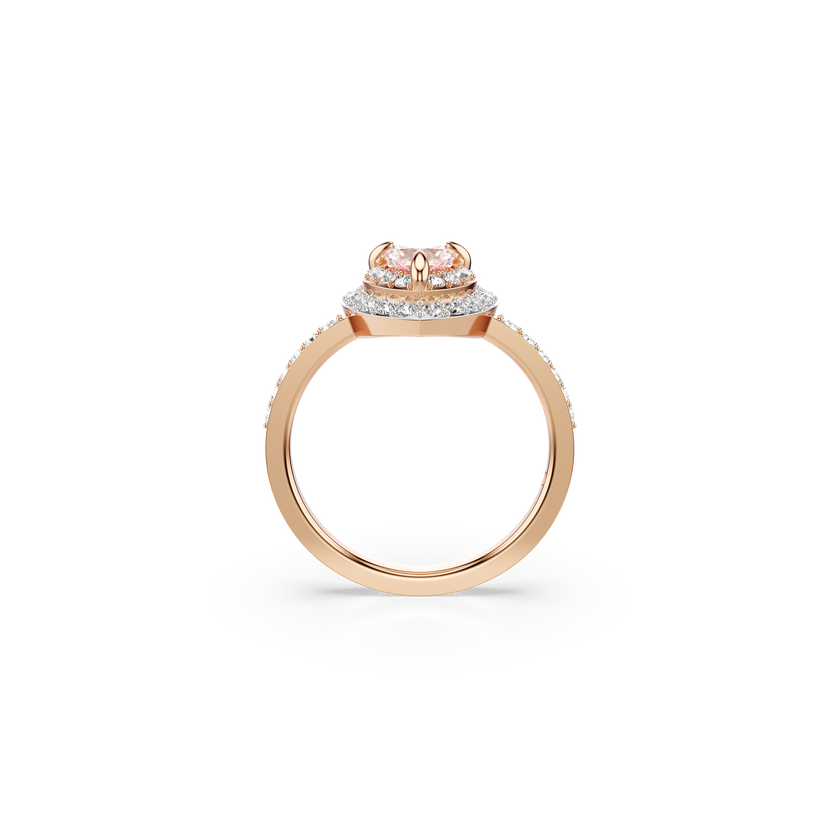 swarovski خاتم موتيف one، قطع على شكل قلب، أحجار كريستال صغيرة متراصة، شكل قلب، لون وردي، لمسة نهائية من معادن مختلطة