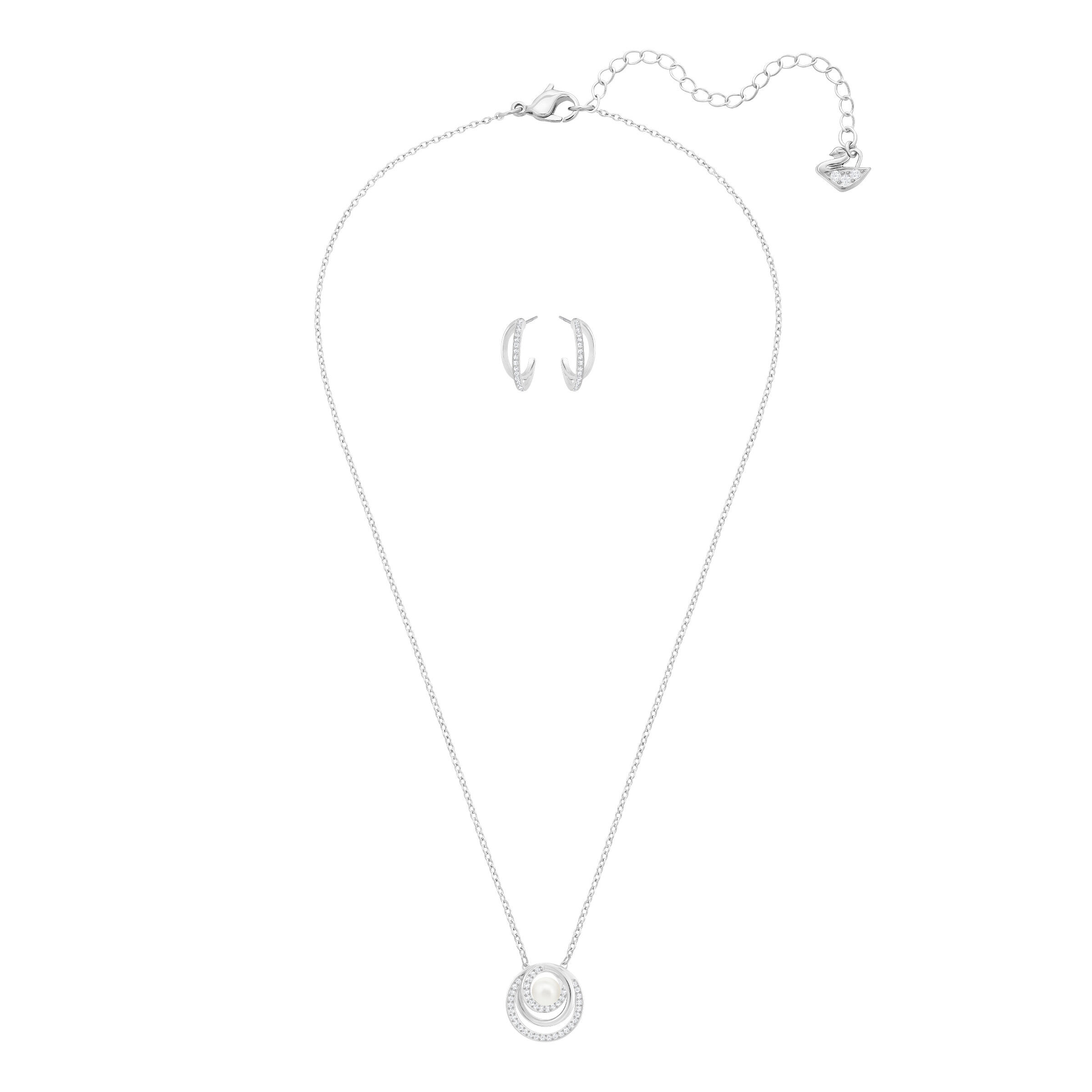 swarovski طقم free، لون أبيض، طلاء روديوم