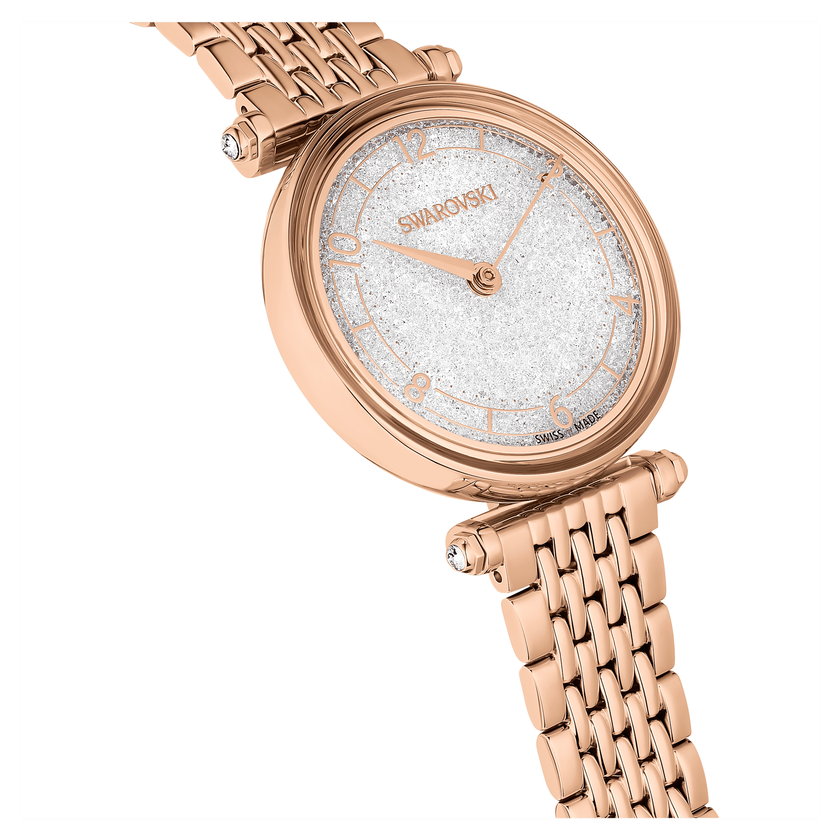 swarovski ساعة crystalline wonder، صناعة سويسرية، سوار معدني، لون ذهبي وردي، لمسة نهائية بلون ذهبي وردي