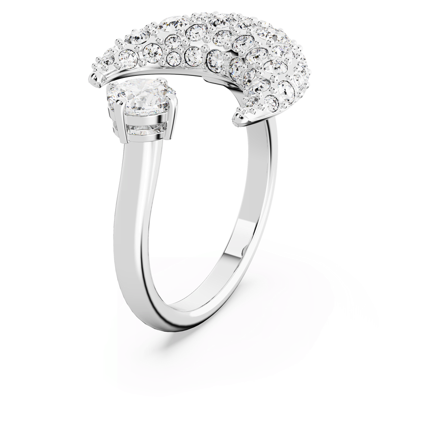 swarovski خاتم مفتوح sublima، على شكل هلال، لون أبيض، طلاء روديوم