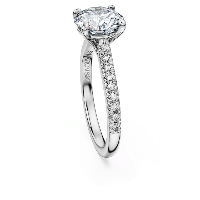 swarovski خاتم سوليتير eternity، ألماس مُصنع في المختبر إجمالي 2 2 قيراط، شكل دائري، ذهب أبيض عيار 18 قيراط