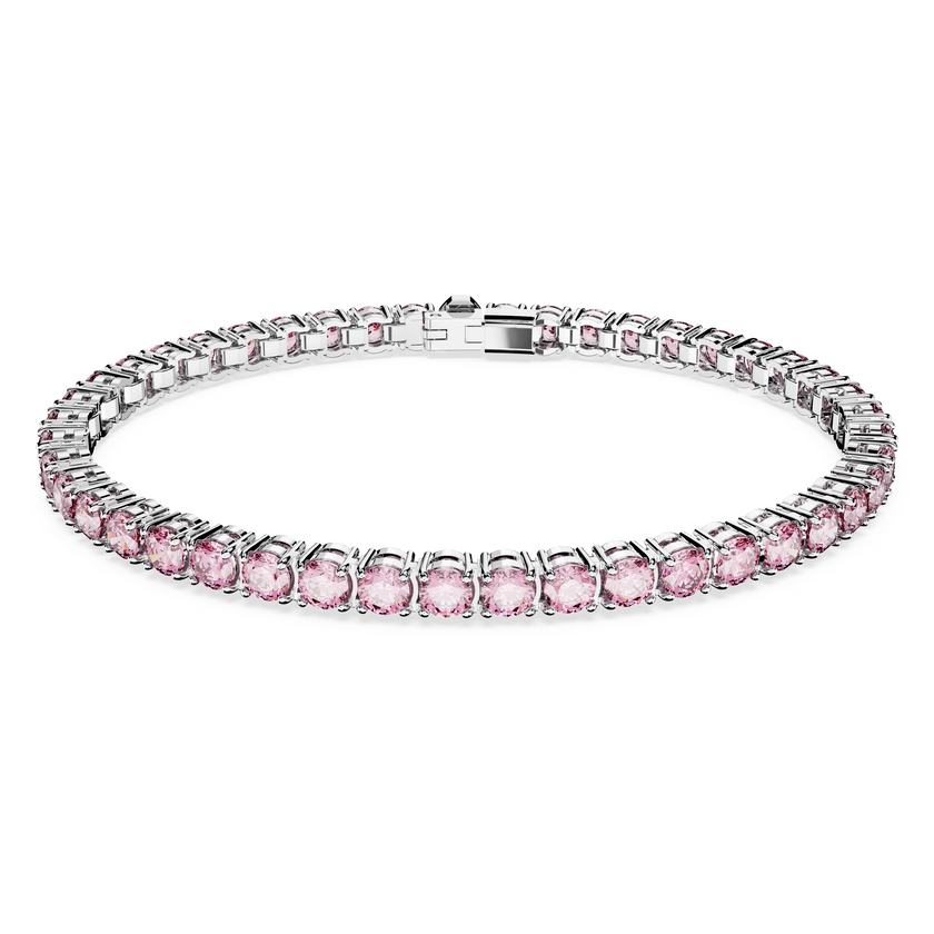 swarovski سوار matrix tennis، قطع مستدير، لون وردي، طلاء روديوم