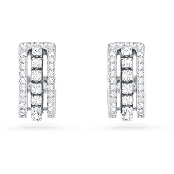 swarovski أقراط حلقية hyperbola، لون أبيض، طلاء روديوم