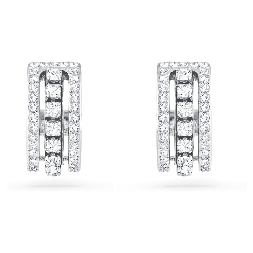 swarovski أقراط حلقية hyperbola، لون أبيض، طلاء روديوم