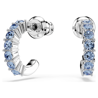 swarovski أقراط حلقية mini hoop، قطع مستدير، لون أزرق، طلاء روديوم