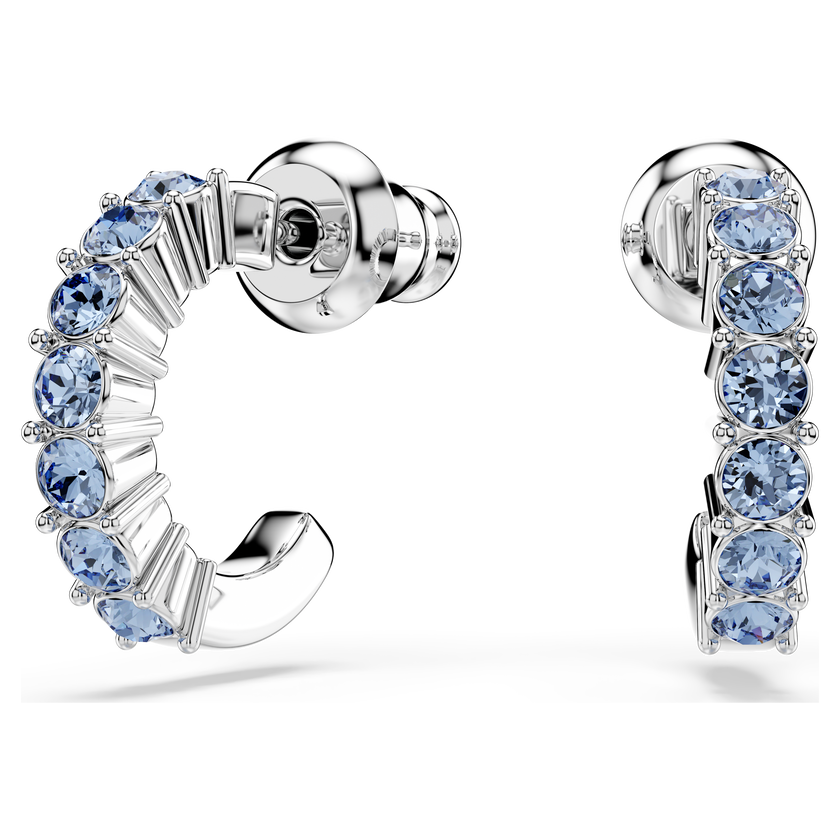 swarovski أقراط حلقية mini hoop، قطع مُستدير، لون أزرق، طلاء روديوم