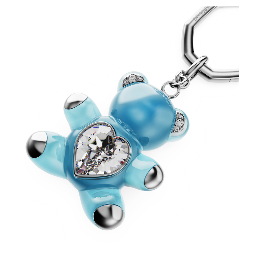 swarovski حلقة المفاتيح teddy، شكل دب، لون أزرق، طلاء روديوم