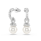 swarovski أقراط متدلية originally، لآلئ كريستال، أحجار كريستال صغيرة متراصة، لون أبيض، طلاء روديوم