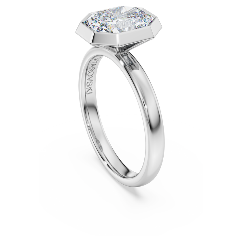swarovski octagon bezel ring  lab grown diamonds 2 0 ct tw  octagon shape  18k white gold