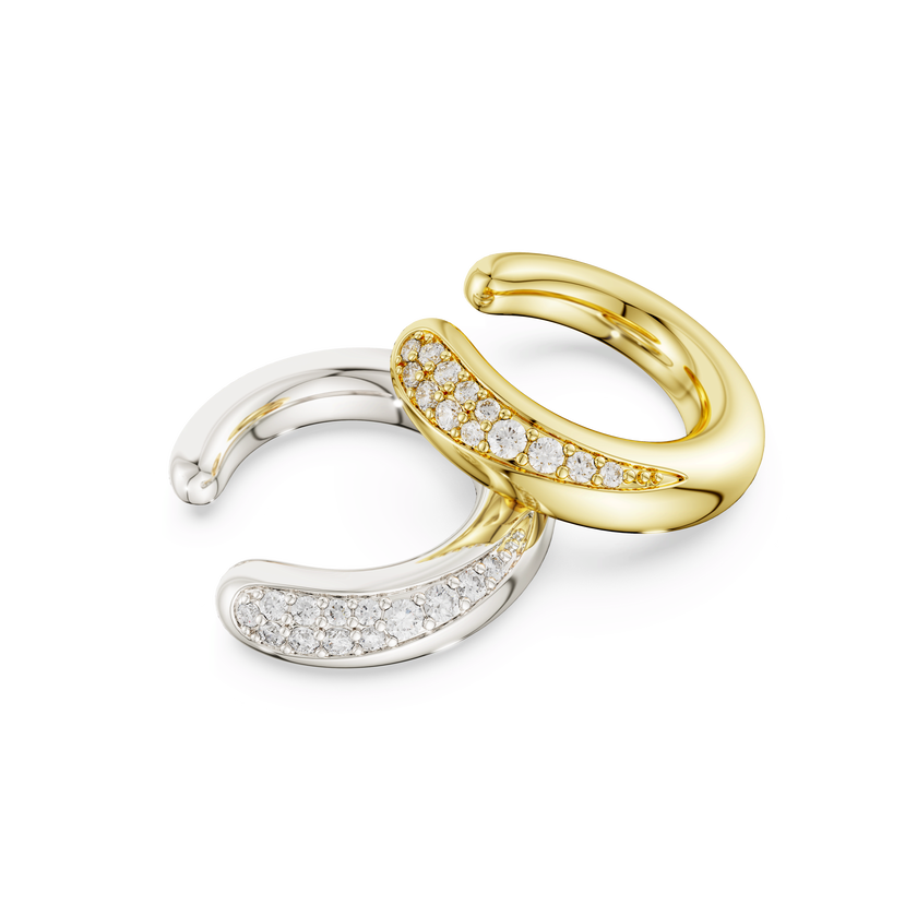 swarovski أساور الأذن classica، قطع مستدير، لون أبيض، فضة استرليني، لمسة نهائية من الذهب عيار 18 قيراط
