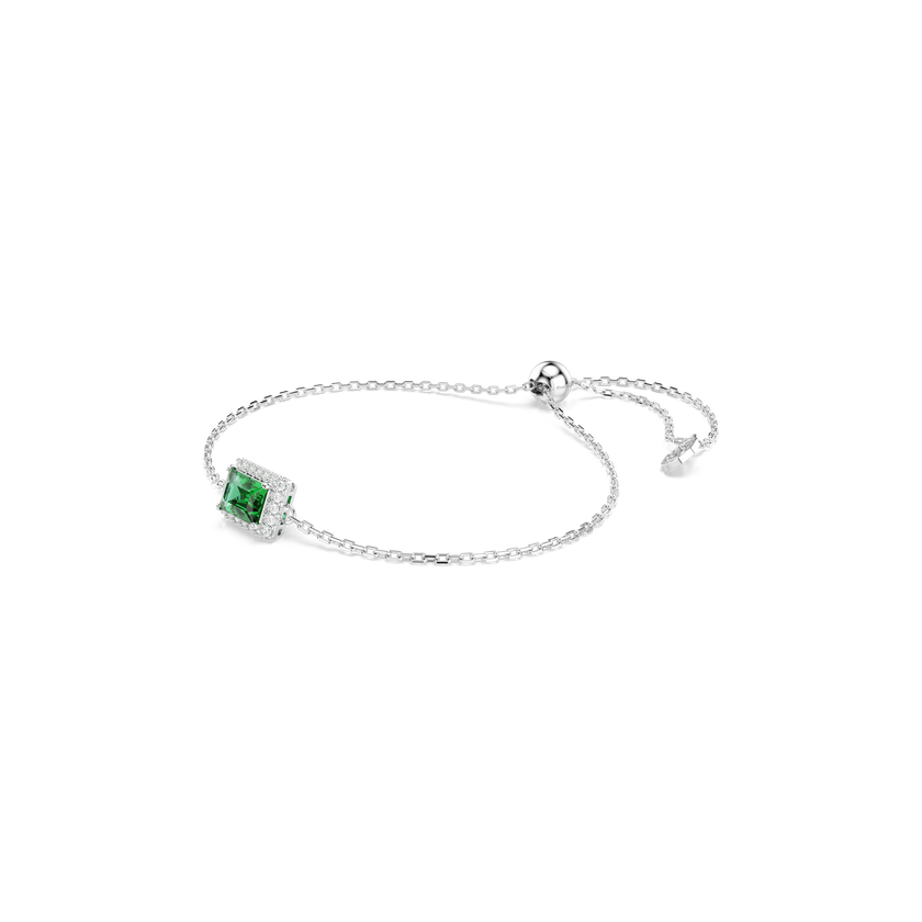 swarovski سوار una angelic، قطع مستطيل، أحجار كريستال صغيرة متراصة، لون أخضر، طلاء روديوم