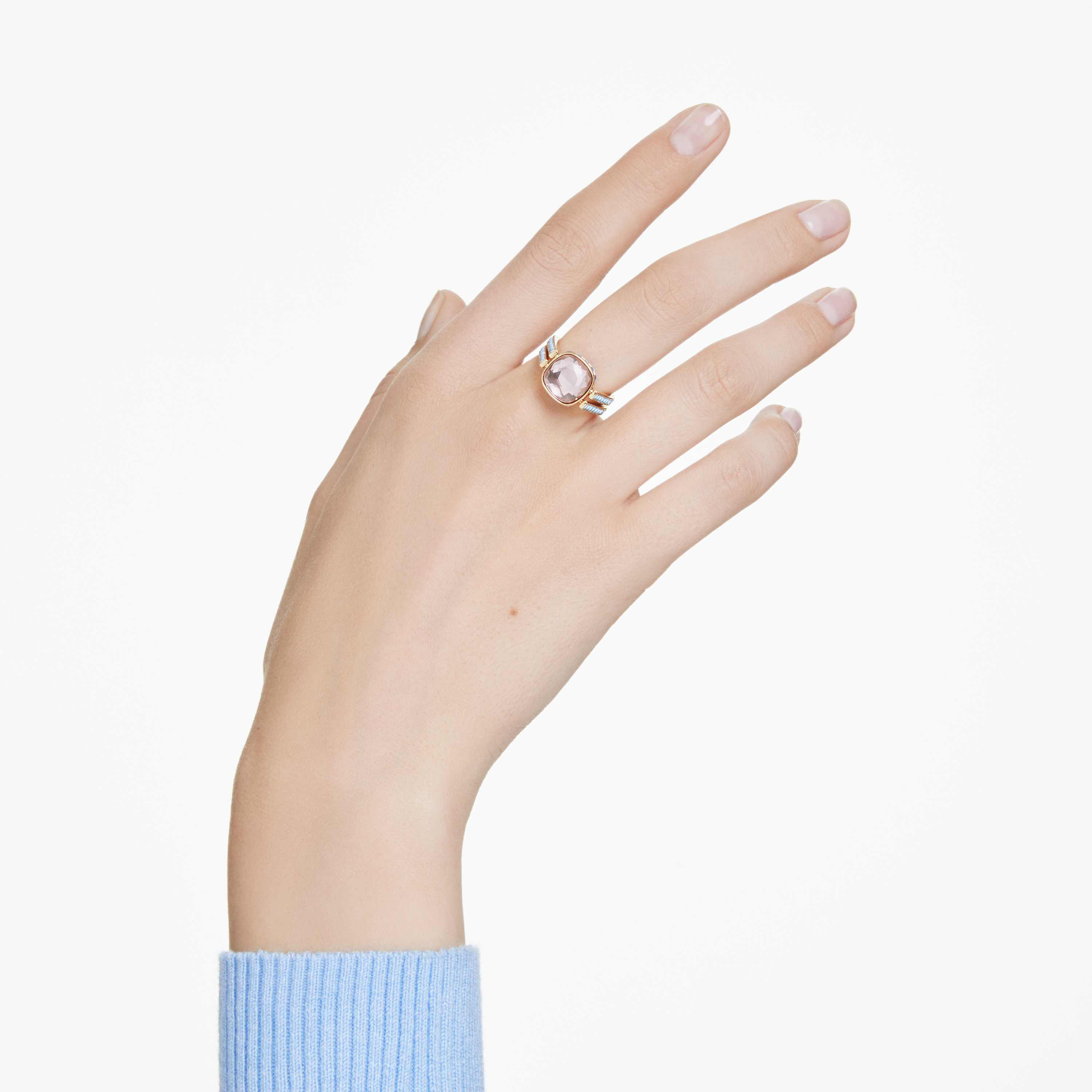 swarovski خاتم chroma، قطع على شكل وسادة، ألوان متعددة، طلاء باللون الذهبي