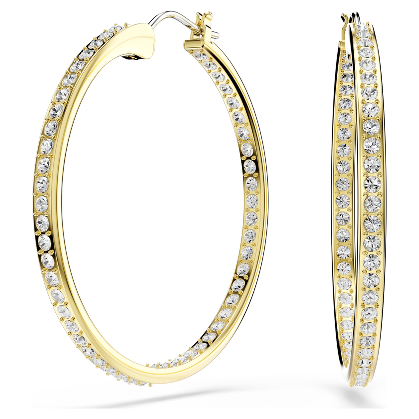 swarovski أقراط حلقية sommerset، لون أبيض، لمسة نهائية من الذهب عيار 18 قيراط