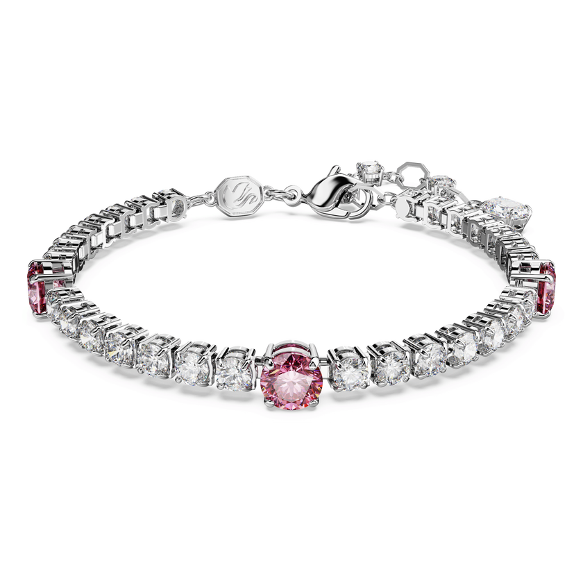 swarovski سوار matrix tennis، قطع متنوع، لون وردي، طلاء روديوم