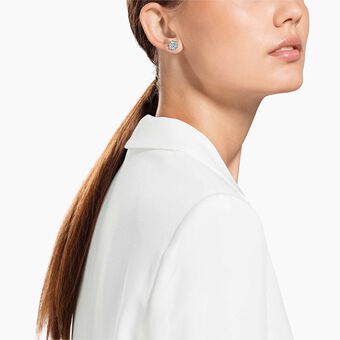 swarovski أقراط دبوسية magic، على شكل رقاقة ثلج، لون أبيض، طلاء روديوم