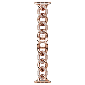 swarovski سوار على شكل حلقات سلسلة من عائلة sparkling، متوافق مع الساعة الذكية apple watch  مقاس 40 ملم ومقاس 41 ملم، لون ذهبي وردي، لمسة نهائية باللون الذهبي الوردي