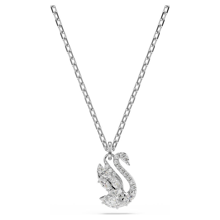 swarovski قلادة swan، قطع متنوع، شكل بجعة، لون أبيض، طلاء روديوم