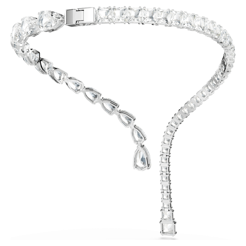 swarovski عقد matrix مفتوح، قطع متنوع، لون أبيض، طلاء روديوم