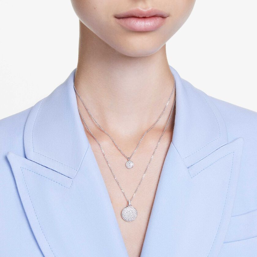 swarovski قلادة متعددة الطبقات sublima، لون أبيض، طلاء روديوم