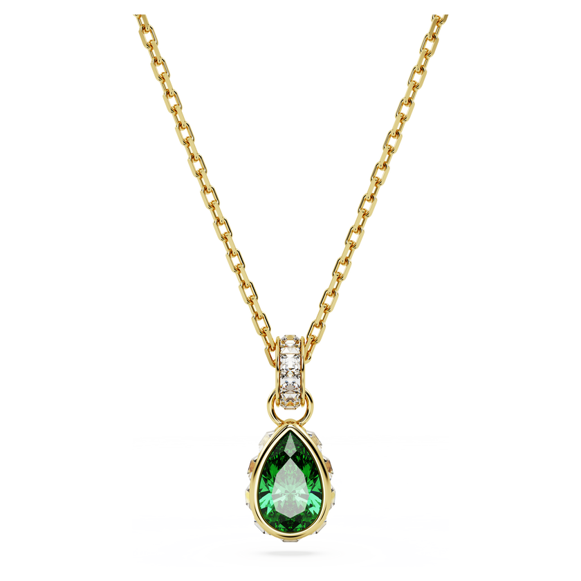 swarovski قلادة chroma، قطع على شكل كمثرى، لون أخضر، طلاء بلون ذهبي