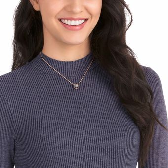 swarovski قلادة bella على شكل حرف v، قطع مستدير، لون رمادي، طلاء باللون الذهبي الوردي