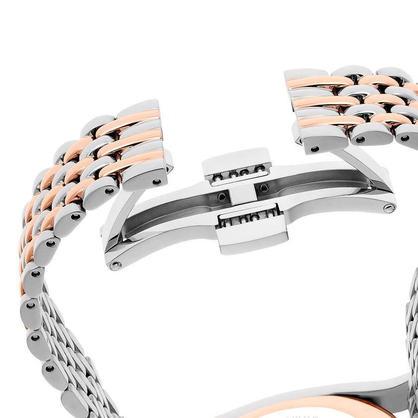 swarovski ساعة crystalline aura، صناعة سويسرية، سوار معدني، لون ذهبي وردي، لمسة نهائية من معادن مختلطة