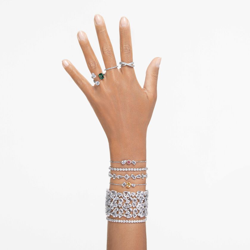swarovski خاتم hyperbola، قطع مُستدير، لون أبيض، طلاء روديوم