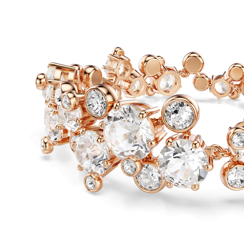 swarovski سوار constella، قطع مُستدير، لون أبيض، لمسة نهائية من الذهب الوردي عيار 18 قيراط