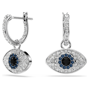 swarovski أقراط متدلية symbolica، شكل عين الحسود، لون أزرق، طلاء روديوم